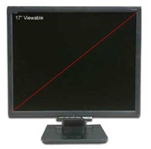 A computer monitor with the screen diagonal line drawn.